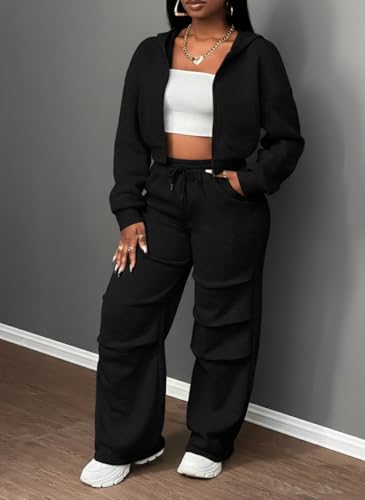 Image of Q - RIOUS Women's Baggy Mid Waisted Lounge Sweat Pants with Drawstring Athletic Flared Joggers with Pockets