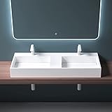 lavabo doble seno 140 BTH: 120x48x13, en blanco (brillante), material: fundición mineral, forma rectangular