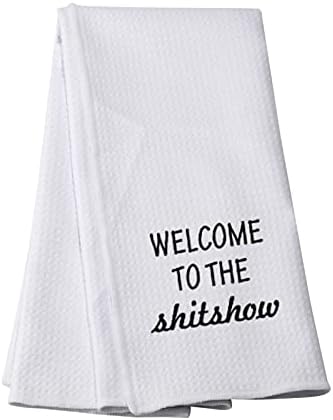 PWHAOO Funny Kitchen Towels Welcome to The Shitshow Decorative Dish Towels with Sayings (Shitshow Towel)