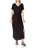 Wadenlanges Sommerkleid mit V- Ausschnitt und Taillenband