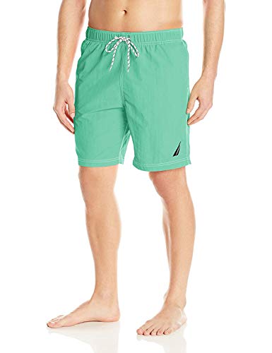 Image of Nautica Men's Solid Quick Dry Classic Logo Swim Trunk