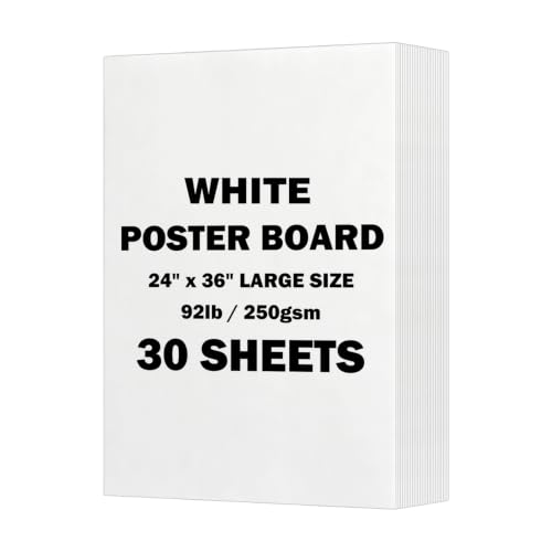 Image of 24x36 inches White Poster Board, 30 Packs Large poster paper, Heavyweight Poster Paper Bulk, Blank Display Board for School, Office & Craft Projects