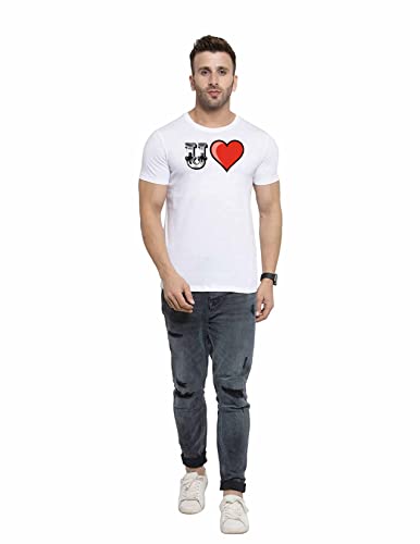 Image of Love Printed T-Shirt for Men and Women Alphabet with Love Heart Graphic Printed T-Shirt Half Sleeve T-Shirt
