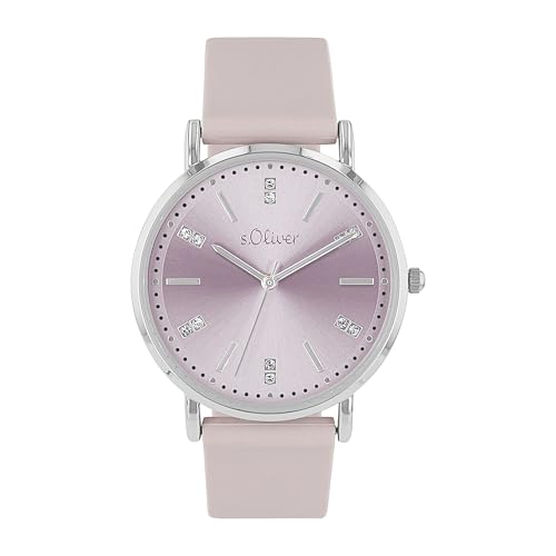 s.Oliver Armbanduhr Damen Quarzuhr Analog, mit Silikon Armband, Silber, 3 bar Wasserdicht, Kommt in Uhren Geschenk Box