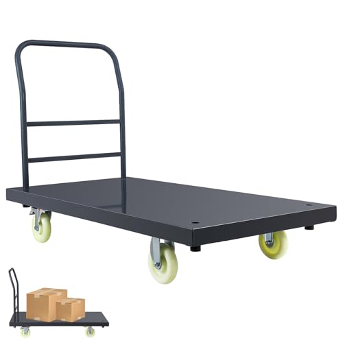 Heavy Duty Platform Truck, Industrial Panel Truck Cart 360 Degree Swivel Wheels, Flatbed Cart Add Reinforcing Steel Bar with 2500 Lbs Capacity, 47X 24 Inch