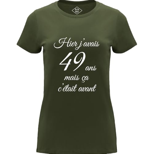 T-Shirt Femme Humour 50 Ans Kaki - Idée Cadeau Anniversaire