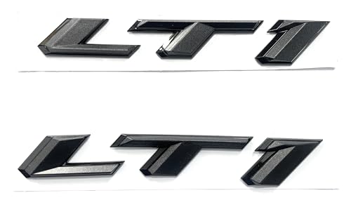 Image of Pair Set LT1 Emblem 3D Side Door Badges Sticker Nameplate Replacement for Camaro (Black)