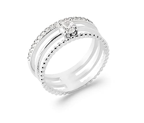 Bague en Argent 925 Rhodié à Trois Anneaux Tata Gisèle