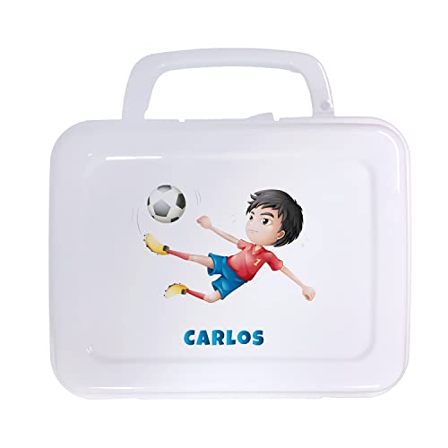 Fiambrera infantil almuerzo o caja de merienda Personalizada con Nombre y/o Texto Opcional. (futbol chico)
