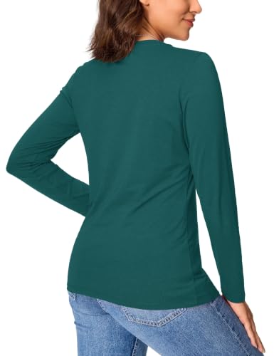 Image of YUCOLEN Long Sleeve Shirts for Women Cotton Crew Neck Casual Tops Fall