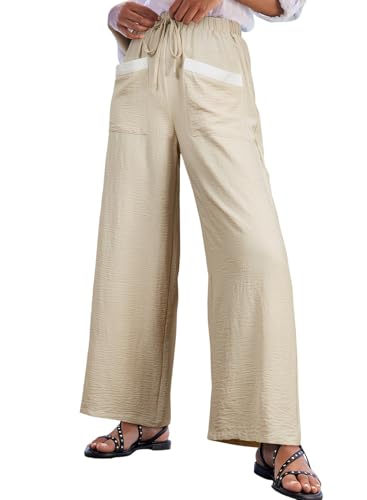 EVALESS Palazzo Pants for Women Summer Casual Wide Leg Flowy