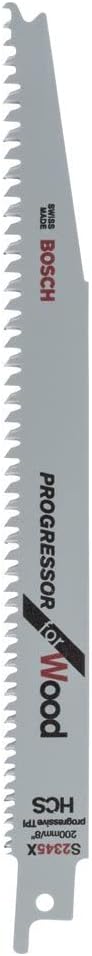 Bosch Professional 100 Pieces Sabre Saw Blade S 2345 X Progressor for Wood (for Wood, 200 x 19 x 1.25 mm, Sabre Saw Accessories)