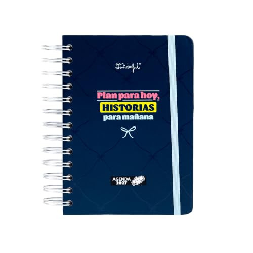 MR. WONDERFUL - Agenda Wonder Pequeña 2027 Diaria - Plan Para Hoy, Historias Para Mañana - Agenda Día Por Página Con Espiral, 368 Páginas FSC 90g, Pegatinas, Frases Diarias Y Cierre De Goma