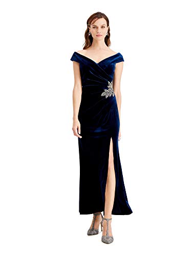 Alex Evenings Long Velvet Off-The-Shoulder Dress Imperial 14