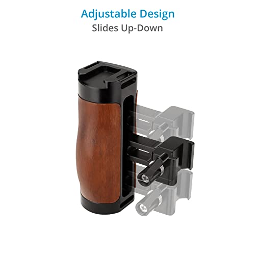 Image of Proaim Snaprig Wood Mini Side Handle for Camera Cage & Rig | Ergonomic Grip for Comfortable Hand-held Shooting - Height Adjustable Option & NATO Rail Clamp |Shoe Mount & Strap Slot - Durable (WSH-02)
