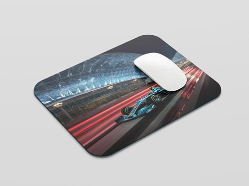 Image of TURTLEWINGS F1 Car on Racetrack Design Mouse Pad