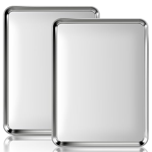 Fire More Backblech, Edelstahl Ofenblech Kuchenblech 2er Set, 40.5 x 30.5 x 2.5cm, Tortenplatte Rechteckig, Gesund & Ungiftig, Rostfrei & Spiegel Finish, Leicht zu Reinigen & Spülmaschinenfest Fire More Backblech, Edelstahl Ofenblech Kuchenblech 2er Set, 40.5 x 30.5 x 2.5cm, Tortenplatte Rechteckig, Gesund & Ungiftig, Rostfrei & Spiegel Finish, Leicht zu Reinigen & Spülmaschinenfest