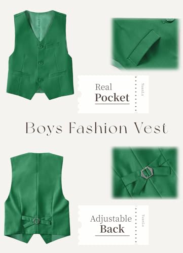 Image of YuanLu Boys Suit Homecoming Dresses for Kids Ring Bearer Outfit Suits Tuxedo Formal Vest and Pants Suit Set