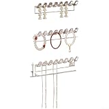 Spelonify Schmuck-Organizer zur Wandmontage, mit Halskettenhaken und Ohrringschlitzen, transparent, platzsparendes Aufbewahrungsregal für Armbänder, spurlose Präsentationsaufhänger (3 Stück)