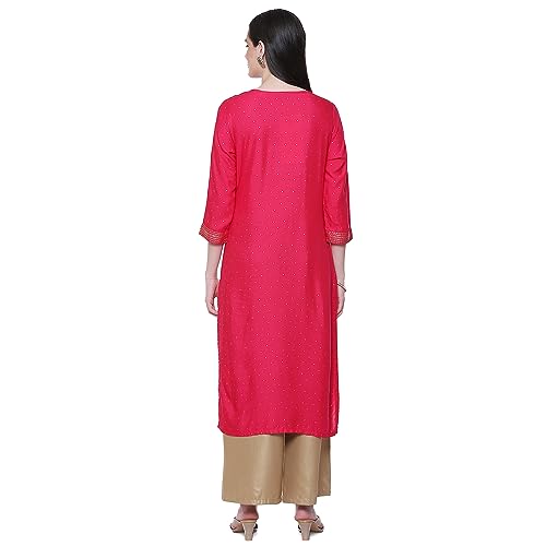 Image of Rangriti Blue Liva Straight Printed Kurta for Women