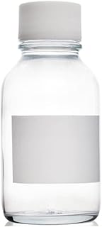 Wheaton 221014 Clear Borosilicate Glass 125mL Safety Coated Reagent Bottle, with 33-430 White Polypropylene PTFE Lined Screw Cap (Case of 6)