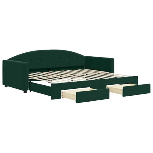 HFXHIJXQ Cama diaria extensible de 90 x 200 cm, terciopelo verde oscuro, 2 en 1, con espacio para salón, habitación de invitados, oficina