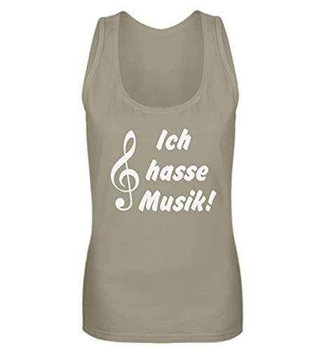 Débardeur femme vert XXL top sans manches original humour Ich Hasse Musique