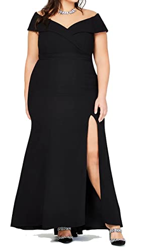 Xscape Plus Size Women's Rouched Side Dress, Black, 14W #TOP16