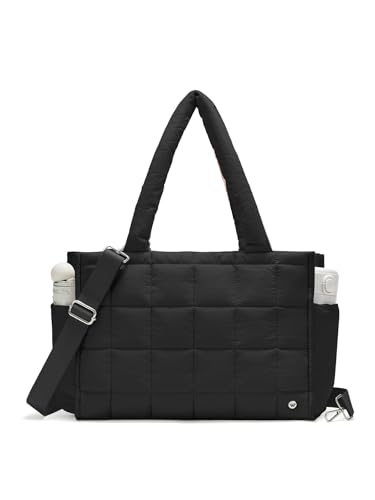Image of WESTBRONCO Puffer Crossbody Bags for Women Quilted Tote Bag Puffy Weekender Overnight Bag Nylon Shoulder Handbag