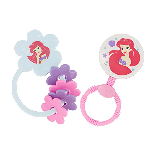 Image of 2 Pack Disney Princess Character Shape Rattle and Keyring Teether, Premium Toddler Birthday Toys, Infant Teething Toys, Great for Newborn Shower Gifts