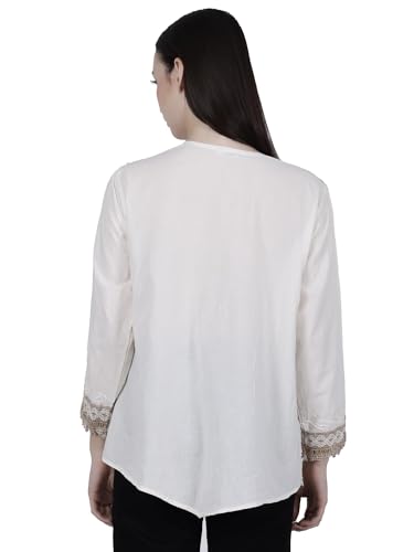 Image of Ukal Hand Embroidered Cotton Kurti, Full Sleeves, Chikan Work, Relaxed Fit, Boho Short Ethnic Dress for Women