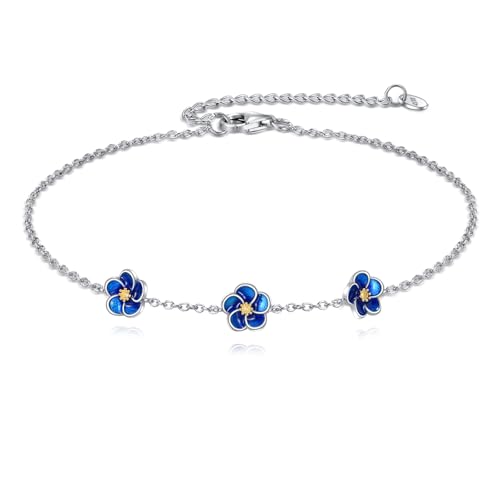 ONEFINITY Forget Me Not Bracelet 925 Sterling Silver Blue Flower Bracelet Jewellery Gift For Women