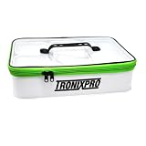 Tronix Pro Bait Stocker | 41 cm x 26 cm x 10 cm | EVA bianco | organizer per esche da pesca in mare e attrezzatura | coperchio trasparente | cerniere in plastica anti corrosione | compatibile con