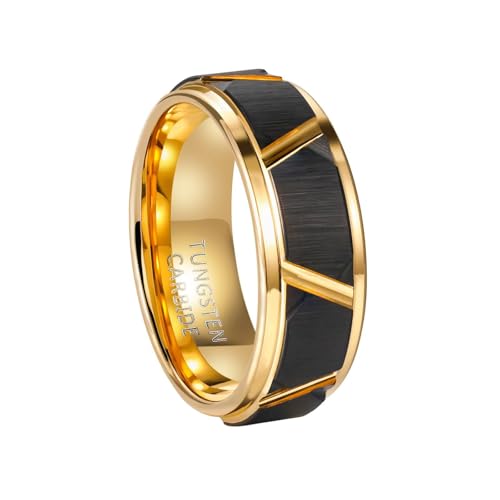 Bague de mariage homme tungstène anti-rayures alliance 8mm bicolore 52.5
