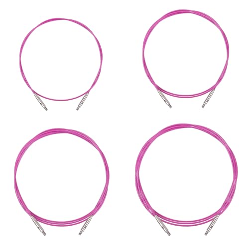 Image of Aeelike Interchangeable Cables for Knitting and Tunisian Crochet, 4 Size Set in 16 inch (40cm) 24 inch (60cm) 32 inch (80cm) and 40 inch (100cm) Flexible Steel Knitting Cords for Aluminum Needles