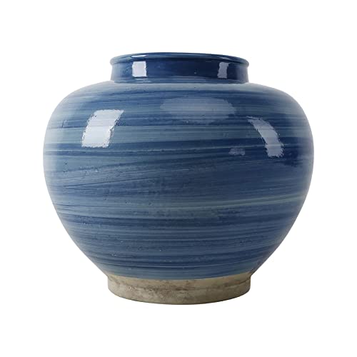Artissance AM83640800 14 in. Diameter Sky Blue Porcelain Round Jar