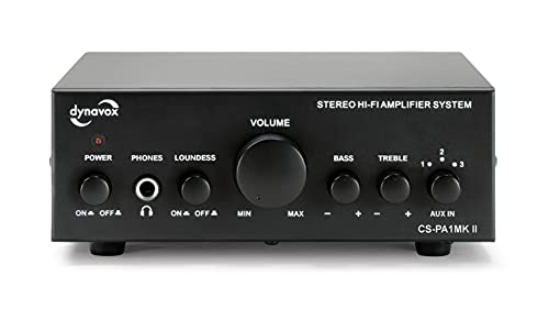 Dynavox CS-PA1 MK II Mini wzmacniacz stereo, regulacja dźwięku basów i wysokich tonów, złącze jack 3,5 mm do słuchawek, czarny