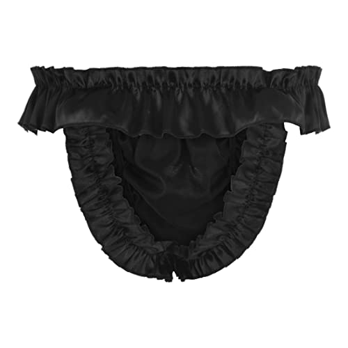 Satini Men's Satin Ruffle Bow Thong Sissy Knickers Briefs Jockstrap Panties2