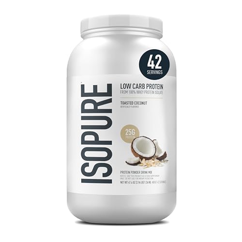 Isopure Low Carb 100% Pure Whey Isolate Protein Powder, Lactose Free, Gluten Free, With Vitamins, Toasted Coconut, 25g Protein Per Serving, 3 Lbs, 42 Servings (Packaging May Vary)