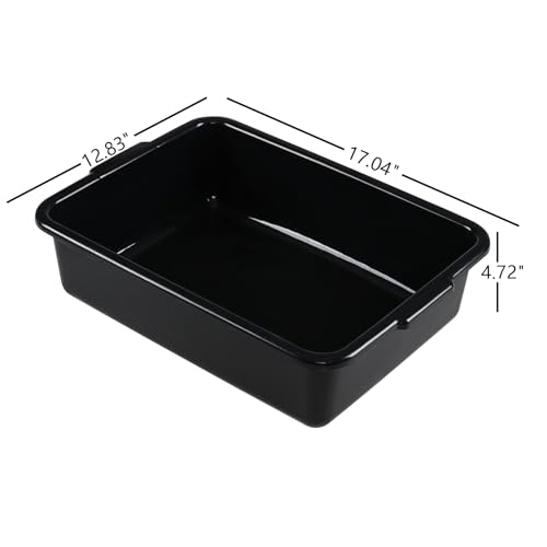 Nicesh 12-Pack 13 L Plastic Commercial Bus Tub, Black Bus Box