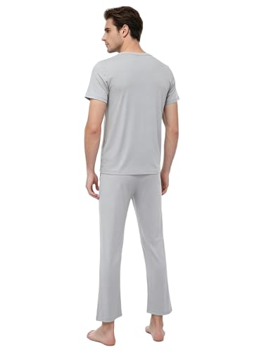 Camisa de cuello redondo y pantalones de danza con caída fluida gris claro M 2