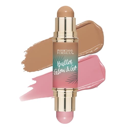 Physicians Formula Butter Glow & Go Doppelter Contour Stick für Wangen Augen und Lippen Komplementäre Farbtöne zum Bräunen Konturieren und als Rouge Beachy Pink