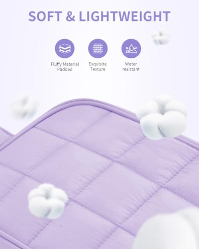 Image of Narwey Quilted Makeup Bag Puffy Make up Bag Cosmetic Bag Organizer, Puffer Travel Toiletry Bag for Traveling Women Girl, Travel Bag for Toiletries, Skincare Medicine Bags (Purple)