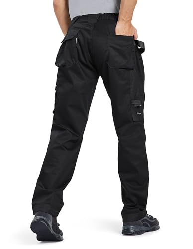 DURAWERK Men's Work Pants, Carpenter Pants with Reinforced Knee Pad Pockets, Heavy Duty Durable Safety Trousers, Utility Cargo Pants, Ripstop Tactical Pants for Outdoor Construction (Black, 34WX30L) - Image 6