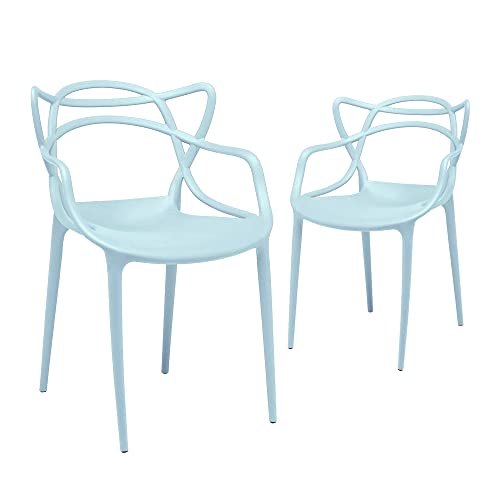 Canglong Cross Back Dining Chair Casual Chair For Restaurants, Cafes, Kitchens, Dining Rooms Set Of 2, Blue #TOP14