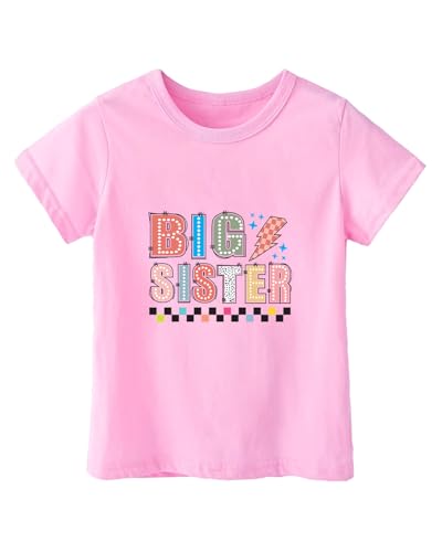 Habudda Big Sister Shirts for Girls Gifts Promoted to Big Sister Announcement Shirt Toddler 2-8T Cute Short Sleeve Cotton T-Shirt