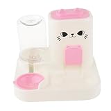 KiBcsLic Automatic Pet Feeder Water Dispenser Food Container Cat Feeding Bowl for Kitten Small Animals, Pink