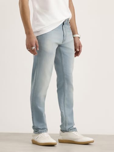 Image of WROGN Men's Cotton Stretch Jeans | Solid | Slim Fit | Mid Rise