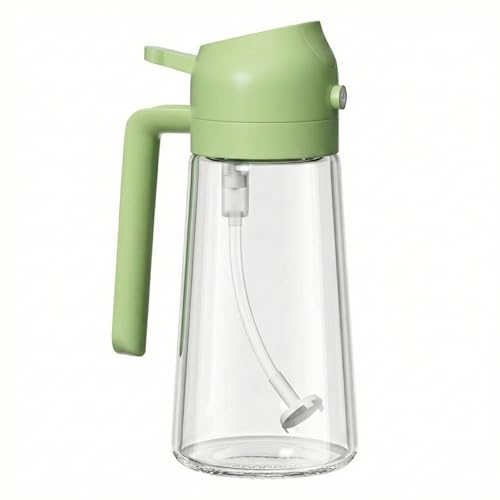 Cosmasens Aceitera 2 En 1: Pulverizador Y Dispensador De Aceite Función Dual Botella De Vidrio 500ml Para Cocinar Y Freidora De Aire, Diseño Antigoteo Con Cambio Automático De Modo Sin Bpa