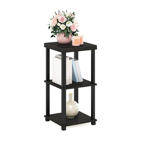 Image of Furinno Turn-N-Tube Side Table, 3-Tier Thick Tabletop End Table with Open Shelf, Toolless Assembly Night Stand, Bedside Table, for Living Room, Bedroom, Espresso